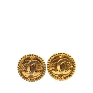 Chanel Cc Logo Round Clip-On Earrings #209346C61B